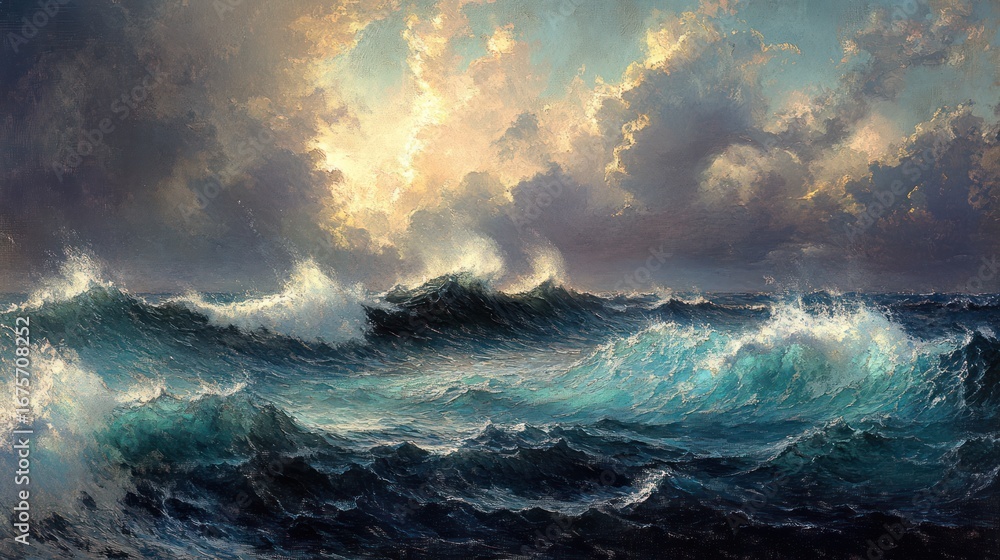 Obraz premium Dramatic Ocean Sunset Painting