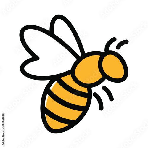 Cute cartoon bee flying with wings ready for pollination work