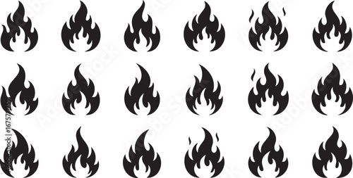 Dynamic flame icons represent energy, passion, and heat, perfect for modern design projects