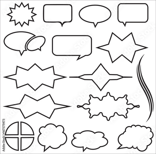 Speech bubble collection. Speech bubble. Line art speech bubbles. shape collection.