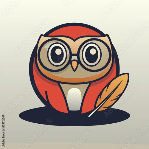 Cartoon owl with glasses