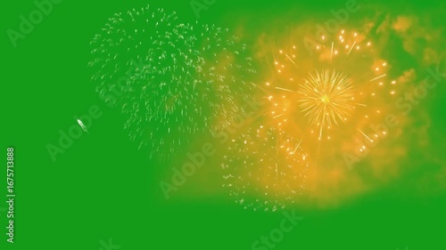 fireworks explosion on green screen 4k