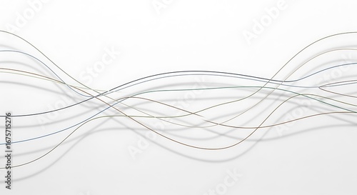 Abstract composition of thin, curved lines creating a flowing, wave-like pattern against a clean, white background.