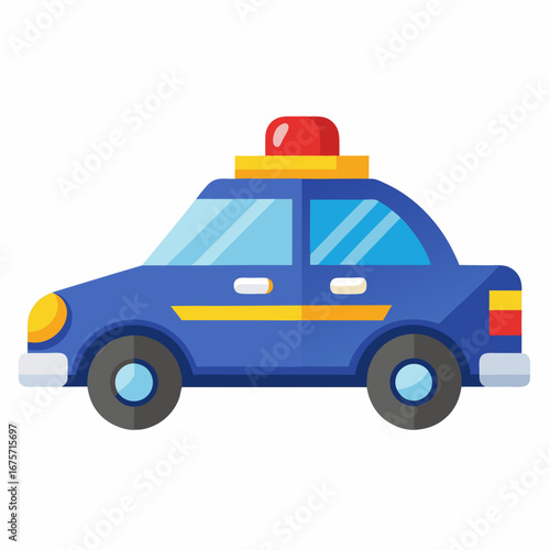 Cartoon police car with red siren light