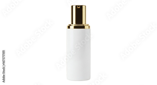 Elegant white and gold cosmetic container with sleek modern design for beauty and skincare products.