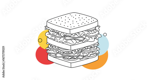 Expertly crafted layered sandwich with fresh ingredients a delicious culinary delight