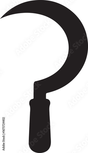 Sickle tool silhouette icon vector. Traditional farming hand tool design for harvest, agriculture, and garden.