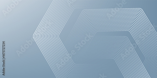 Abstract hexagon lines on gray background. Geometric stripe line art design for poster, brochure, cover, website, banner.
