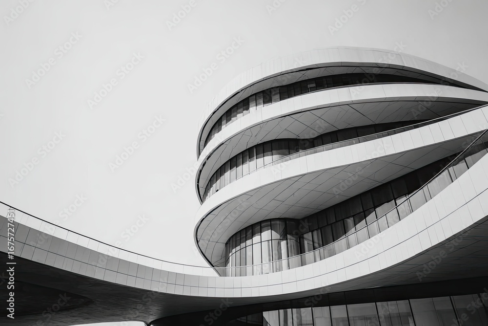 Fototapeta premium Modern, curved, minimalist architecture