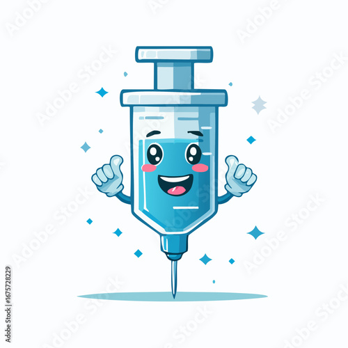 Cute Syringe Character Giving Thumbs Up