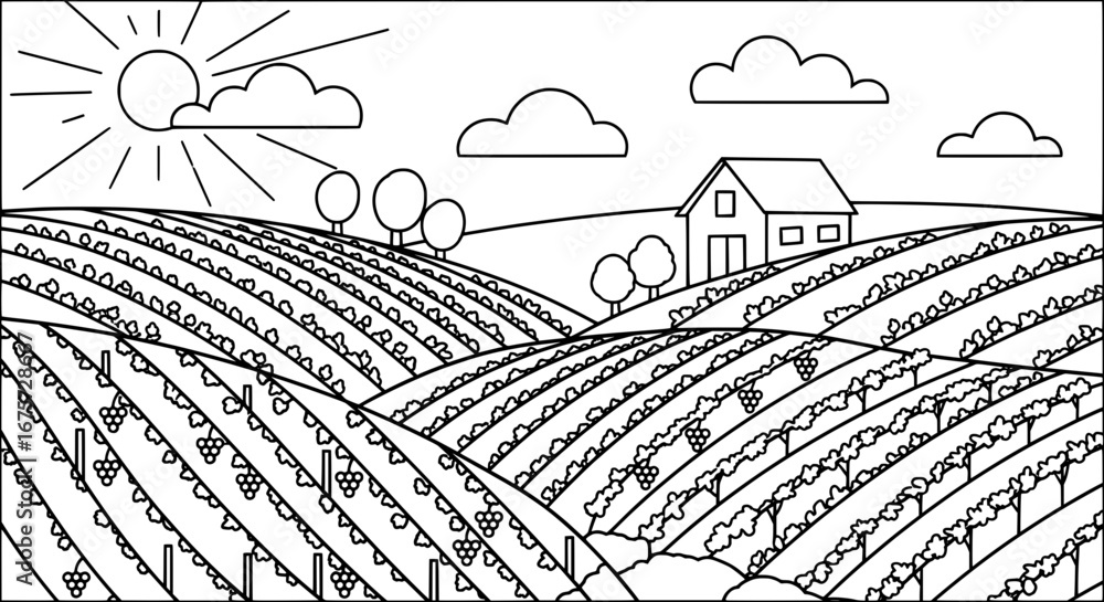 Fototapeta premium Farm landscape with transparent background