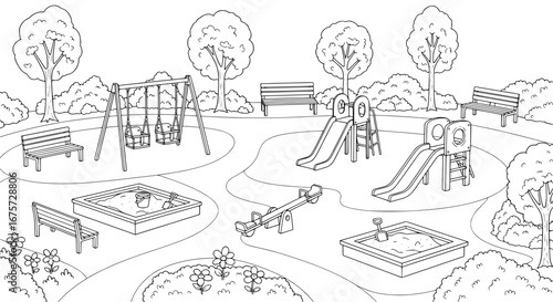 Children's playground with transparent background