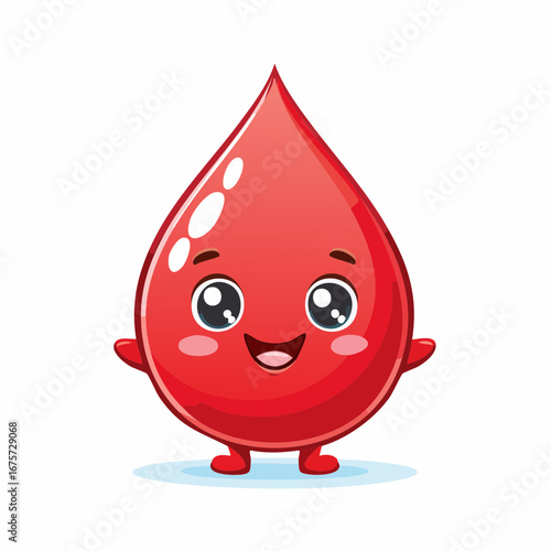 Happy Blood Drop Cartoon Character Mascot Illustration