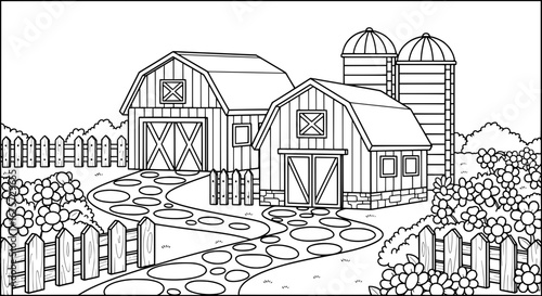 Farmhouse with transparent background