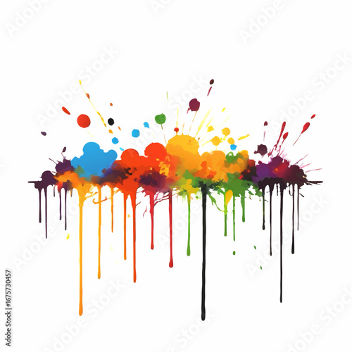 abstract watercolor splash pattern running paint, vector illustration