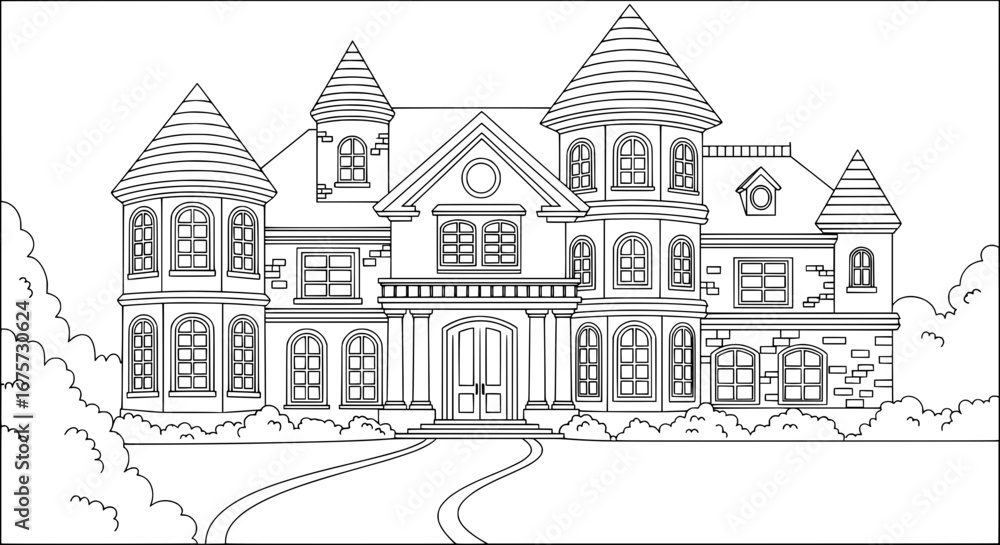 Obraz premium Large haunted mansion with transparent background