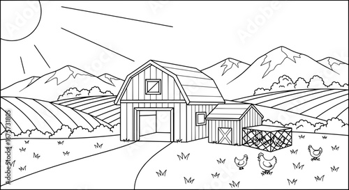 Farmhouse with transparent background