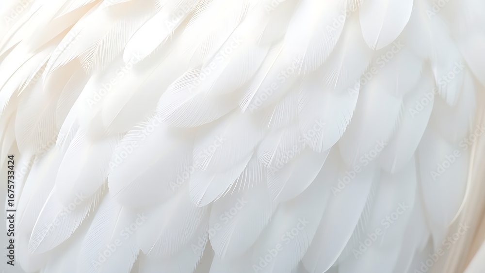 Obraz premium A close-up of natural white wings with detailed feather textures, illuminated by soft overhead lighting.