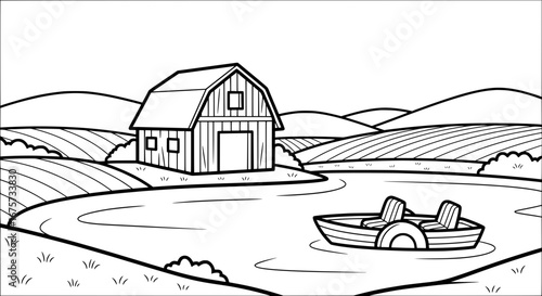 Farmhouse with transparent background