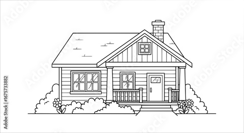 House with detailed exterior and porch with transparent background