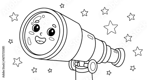 Happy telescope with transparent background