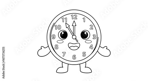 Cute clock character with transparent background