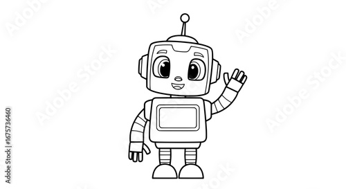 Cute robot character with transparent background