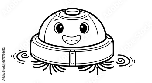 Cute robot vacuum cleaner with transparent background