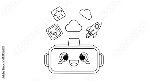 Cute robot with transparent background