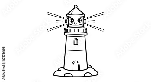 Lighthouse with animated face and transparent background