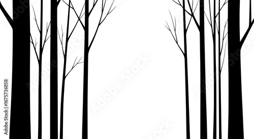 Black trees with transparent background