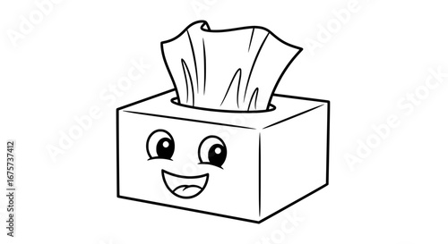 Happy cartoon tissue box with transparent background