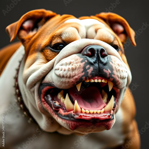 vicious bulldog head snarling high definition