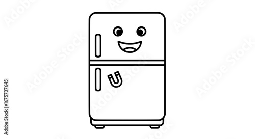 Happy smiling refrigerator with transparent background