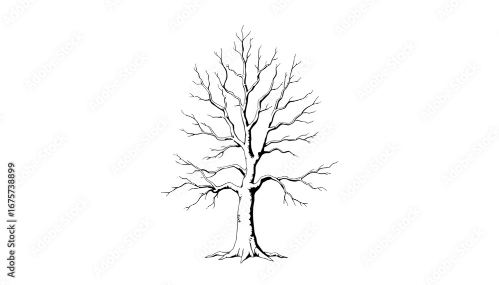 Obraz premium Bare branches of a tree on a white background for artistic design
