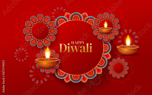 Happy Diwali indian fetival of lights celebration Indian Traditional card background. Diwali celebration vector illustration design