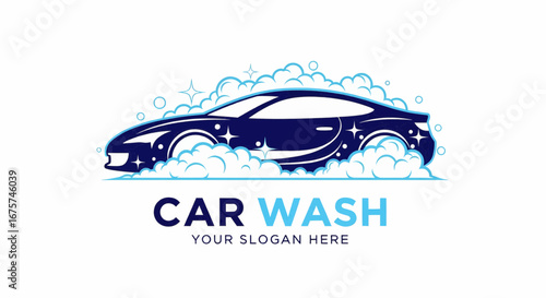 Vector Illustration Icon Clean Car Wash Service Logo