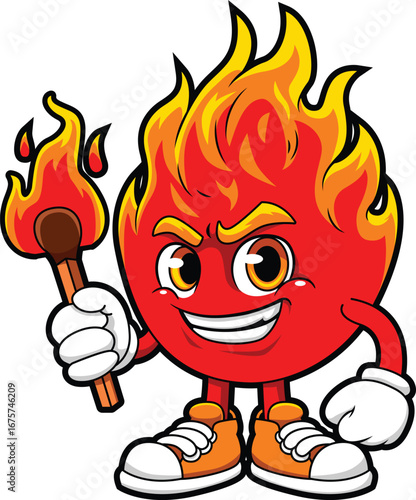 FIRE BALL STANDING WITH WOODEN MATCHES IN HAND
