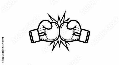 Clashing boxing gloves fight competition vector illustration icon