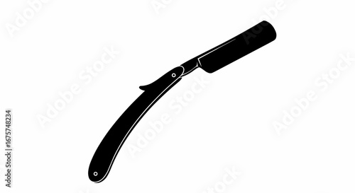 Old-fashioned straight razor grooming vector illustration icon