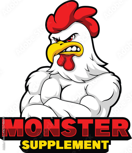 Angry Muscle Rooster Logo