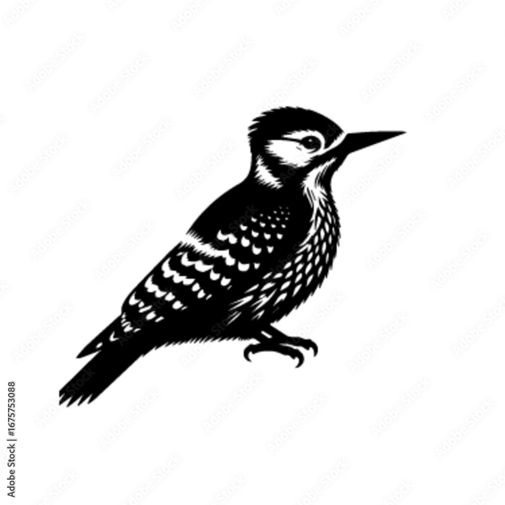 Fototapeta premium Woodpecker Bird Line Art Vector Illustration