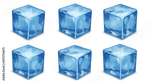 Six clear ice cubes ready to chill your favorite drinks.