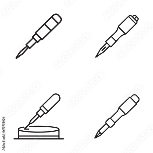 Vector Illustration of Assorted Tools and Pens