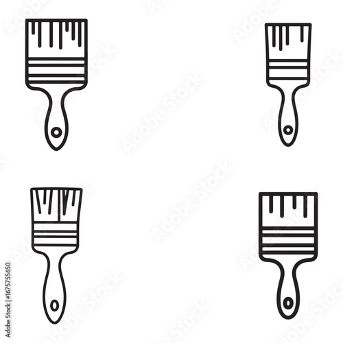 Four Simple Line Art Paintbrushes