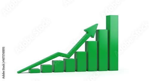 Free Download Green arrow graph showing upward trend and increasing bar chart on white background - GFXLoad