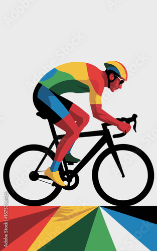 Ciclista 002 Geometrico Astratto - Design Artistico Sportivo Moderno con Forme Colorate