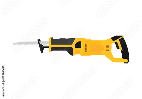 Reciprocating Saw Vector Illustration Isolated on White Background – Woodworking Power Tool