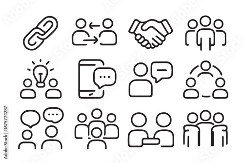 Soft rounded communication icons for corporate use