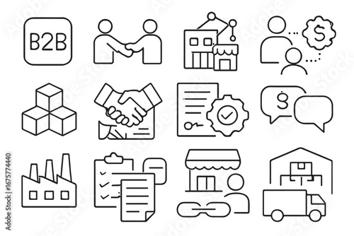 Streamlined modern outline icons for diverse applications